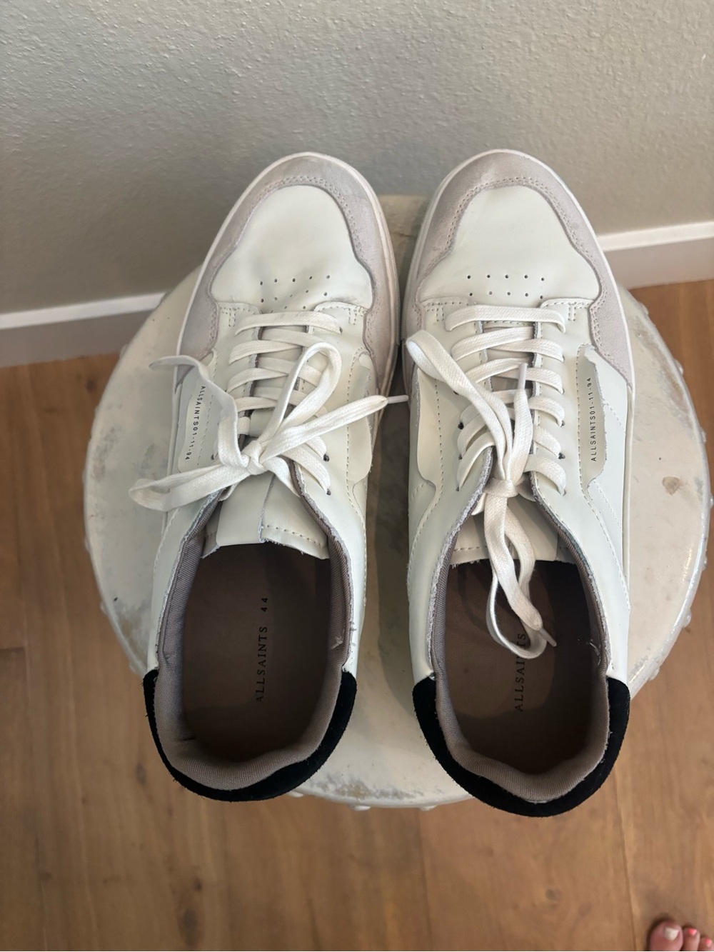 AllSaints Alton Low Top White Leather Sneakers US Size 11